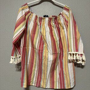 Wrangler Retro Colorful Off the Shoulder Top